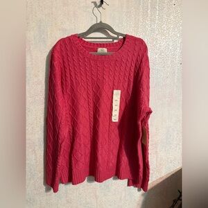 St. John's Bay Vibrant Pink Cable Knit Sweater, Sz XXL